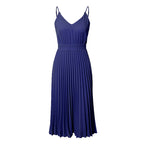 2020 AliExpress Amazon Wish Spring And Summer New Suspenders V-neck Pleated Dress Princess Skirt Multicolor Spot