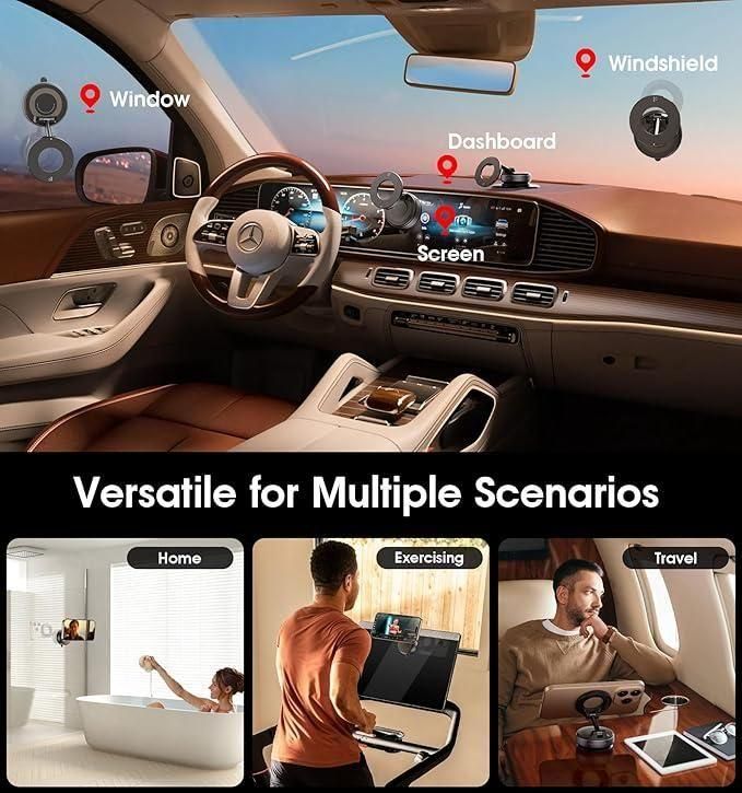 Magnetic Phone Holder – Versatile Suction Mount for Car, Gym, Mirror, or Shower