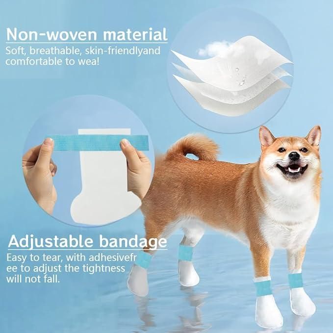 Water Resistant Lining Design Eco Non-woven Dog Boots Easy-tie Bandage Pet Palm Sleeve Cover for Walking Outdoor Shoes for Medium and Large Dogs