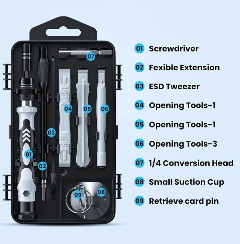 115 in 1 Professional Precision Screwdriver Set, Multi-Function Magnetic Repair Computer Tool Kit For Mobiles/Tablets/Glasses/Laptop/PC Gray