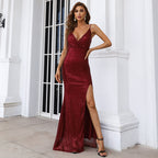 Sequin Suspender Dress Skirt Female 2022 New Host Banquet Temperament Prom Evening Dress Long Section M01224